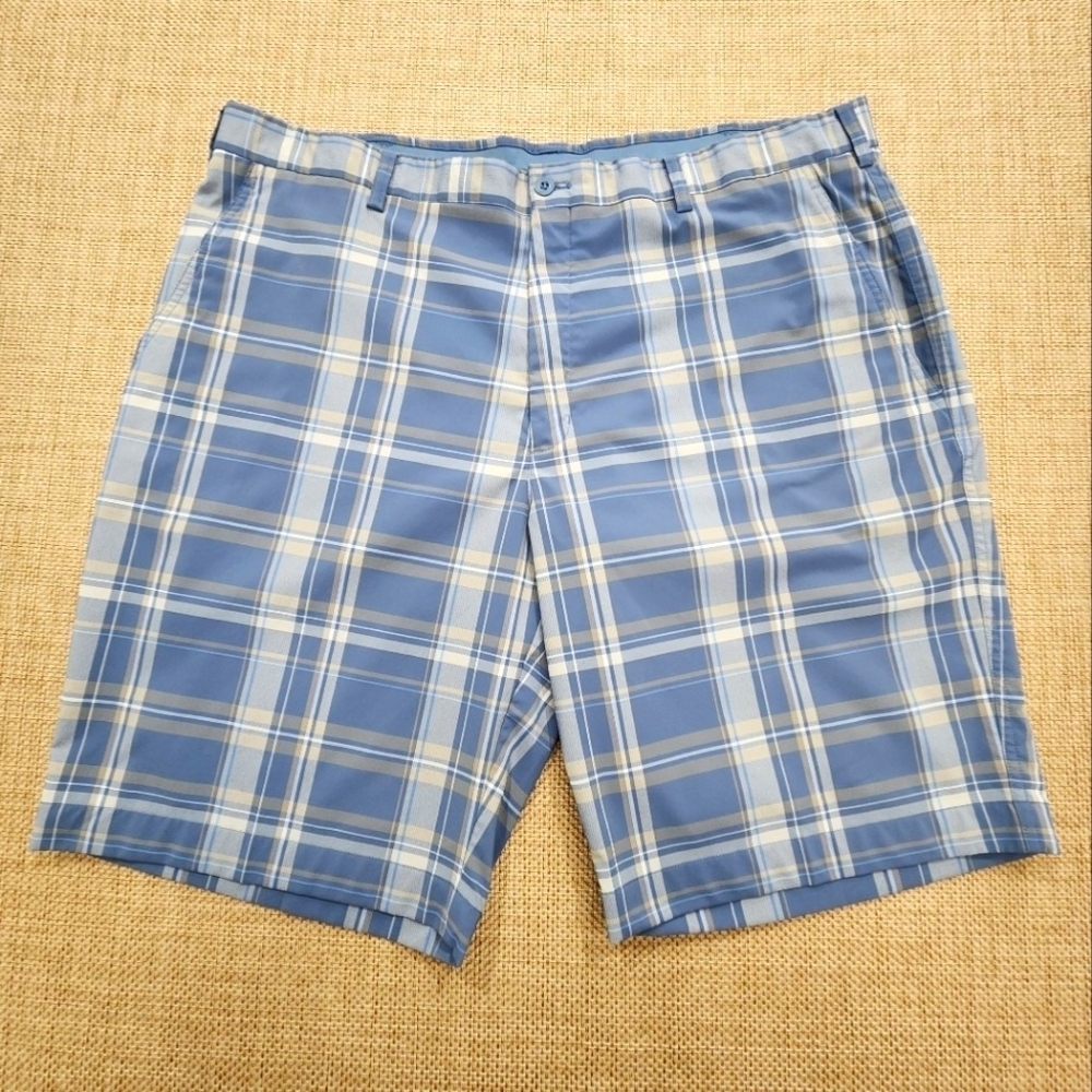 Nike Shorts Mens 40x10 Blue Windowpane Plaid Dry Fit Performance Golf Chinos‎